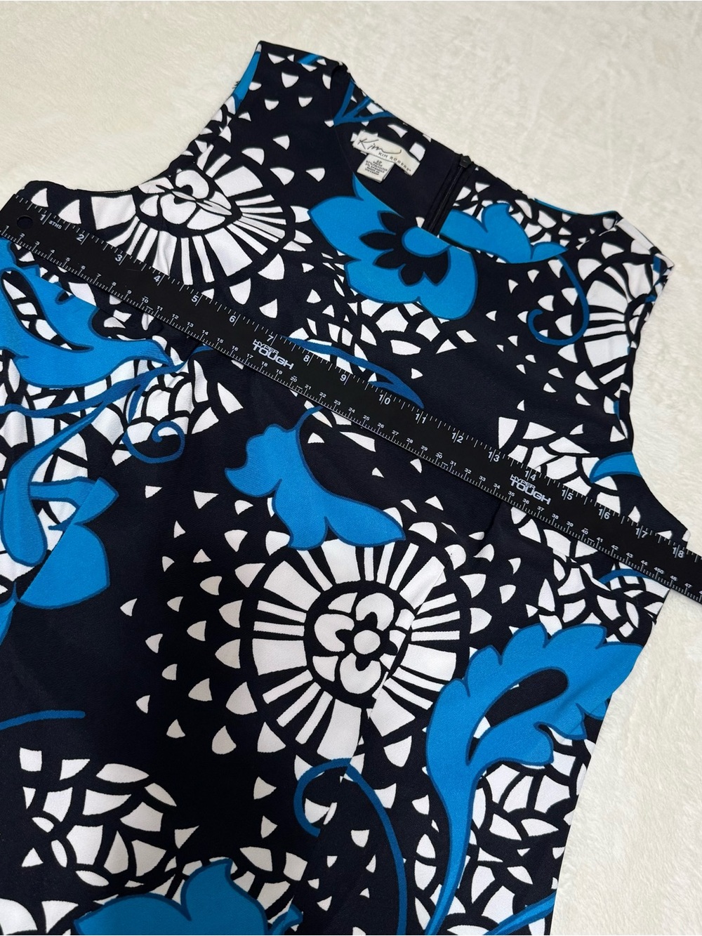 Kim Rogers Black Dress with Blue & White Floral Pattern - Picture 5 of 6